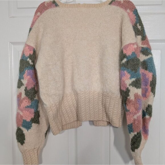 Talbots Floral Cardigan Womens Size Medium Cream Vintage V Neck Button Front - Picture 10 of 13